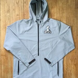 2013 Super Bowl Nike Light Gray Hooded Performance Jacket